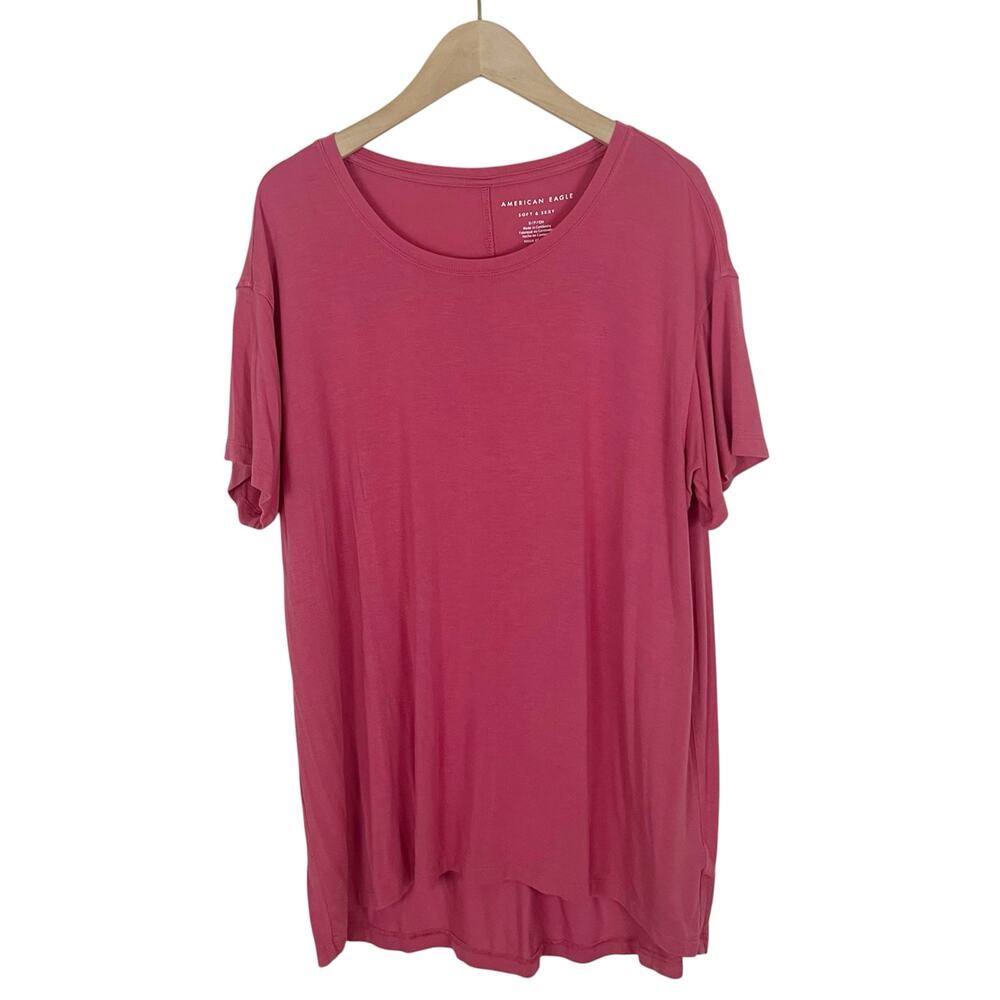 American Eagle Soft & Sexy Short Sleeve Tee T-Shirt Pink/Coral Size Small